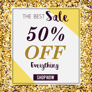 Sale banner with glitter