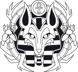 ancient Egyptian god jackal, anubis, design illustration