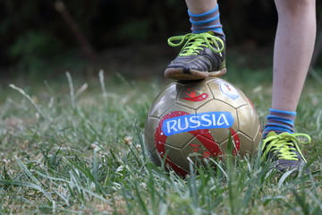 football, ball, leg, Russia, world championship, one, 2018, sneakers, child, football player,...