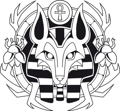 ancient Egyptian god jackal, anubis, design illustration