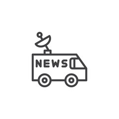 TV News Car outline icon. linear style sign for mobile concept and web design. Van car broadcast simple line vector icon. Symbol, logo illustration. Pixel perfect vector graphics