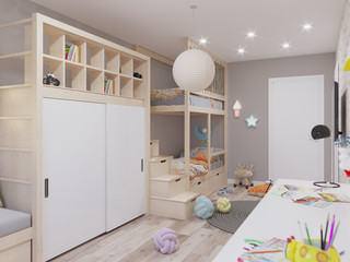 3d visualization. Interior of nursery.