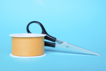 adhesive patch on a blue background