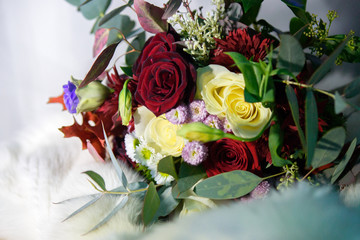 Chic and bright festive bouquet of flowers