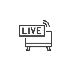 Live news outline icon. linear style sign for mobile concept and web design. TV news simple line vector icon. Symbol, logo illustration. Pixel perfect vector graphics