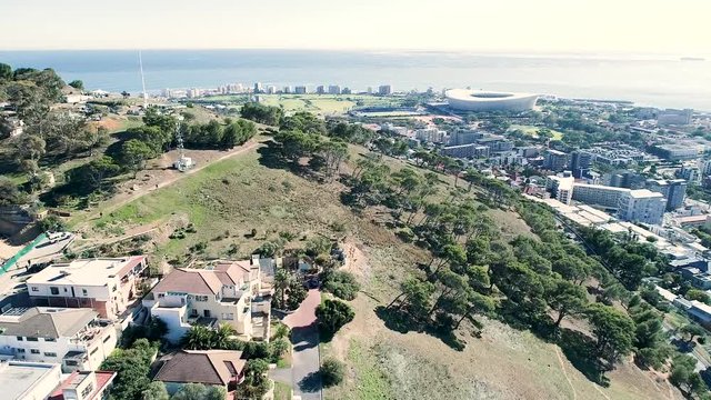 footage in Sea Point Cape town south africa with a DJI phantom 4 Pro, here you can see the coast, the city and hills around the area