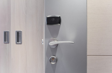 Hotel door with electronic lock