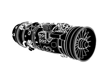 silhouette of aviation engine vector