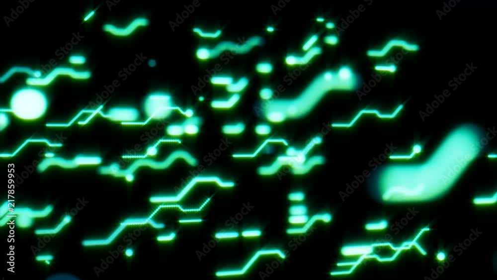 Poster green lines of printed circuit boards move at different speeds.lines spreading from the center are l