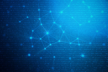 3D illustration digital code on blue background. Concept code, encrypted data.