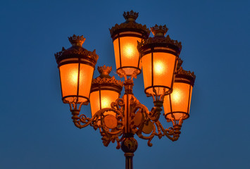 Fototapeta na wymiar Closeup of an electric lantern