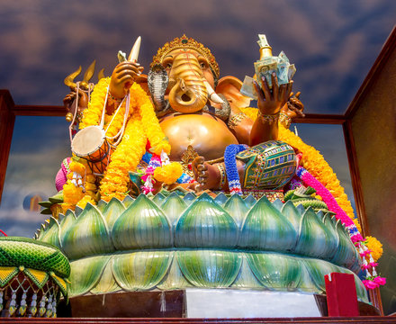 statue of the god Ganesha, interior of monastery Wat Sakhla