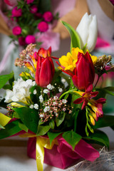 Chic and bright festive bouquet of flowers
