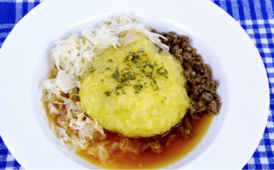 Meat dumplings with sauerkraut or German name is Fleischklöße mit Sauerkraut.