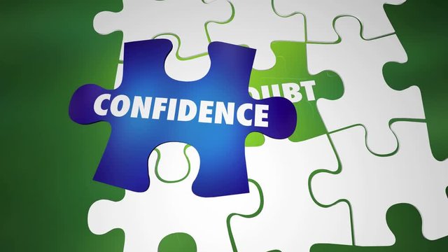 Confidence Beats Doubt Confident Vs Uncertainty Puzzle Words 3d Animation