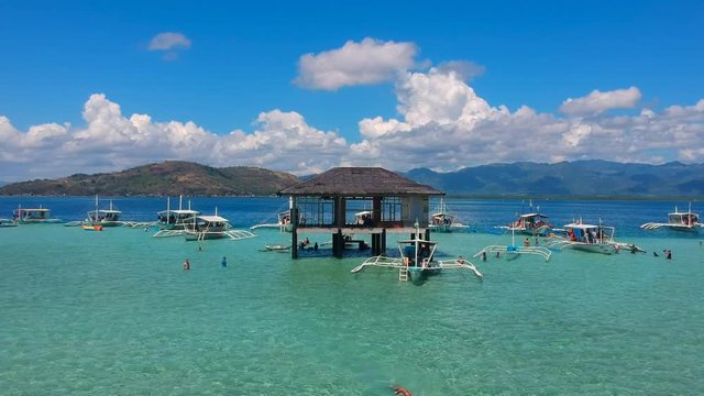 Slow pan of manjuyod sand bar in the Philippines South East Asia, near Cebu city