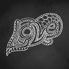 Zentangle doodle heart love with ornaments black and white Vector