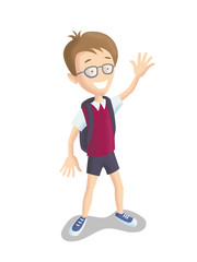 Male character is a happy school boy