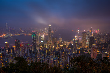 Fototapeta na wymiar Hong Kong skyline. View from Victoria Peak.
