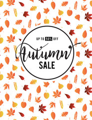 AUTUMN SALE LETTERING BACKGROUND. SEASON PROMO POSTER