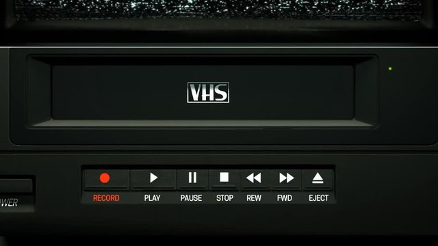 VHS tape being inserted into VCR animation pack. Featuring different labels for home movie, wedding, vacation, memories and road trip.