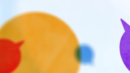 Colorful speech bubbles floating on a white background. Perfect for discussion and forum based logo reveals.