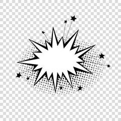 Speech bubble with halftone shadows in cartoon, comic style.