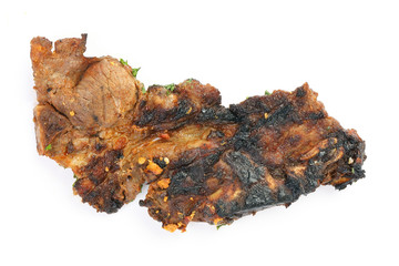 charcoal grilled lamb goat meat chop on white background