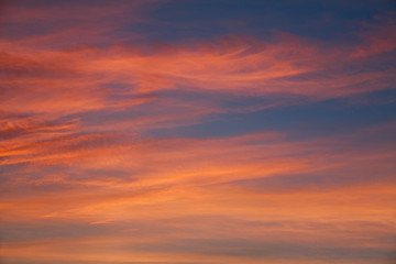 Naklejka na ściany i meble Impressive dramatic sunset on evening sky nature background