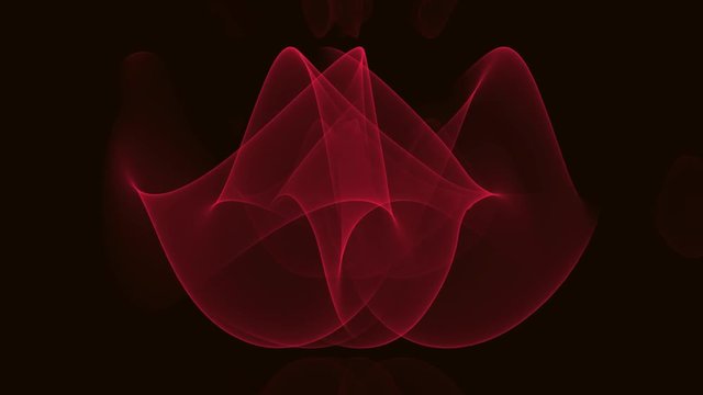 Abstract vfx video, red fractal curves, tunnel motion on black background, 4k video