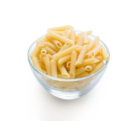 Plate of gluten free pasta, isolated on white