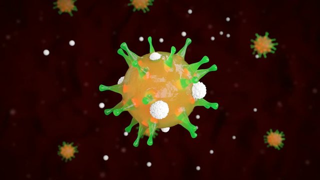 White blood cells kills green and slimy bacteria. Cell virus deflates, dries up and dies on a background of the other cells and red vessel. workflow of immune system of a healthy body, macro footage.