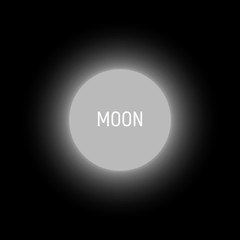 Full moon abstract vector illustration. Luminous circle, logo template. Blur round white shape on black background. Lightbulb icon.