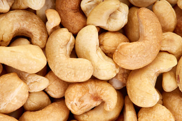 Cashew nuts on white background. Healthy food. Nuts.