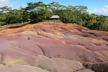 Unique Seven Coloured Earths in Chamarel at Mauritius island.