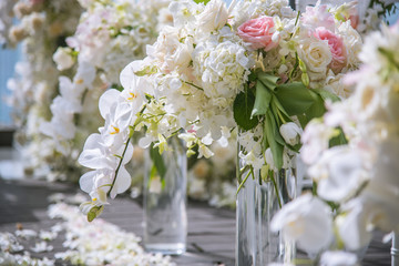 Romantic wedding ceremony on the lawn Sea view.