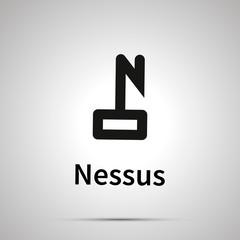 Nessus astronomical sign, simple black icon with shadow on gray