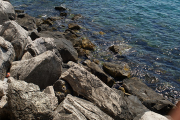 Rocky bay with giant boulders daytime
