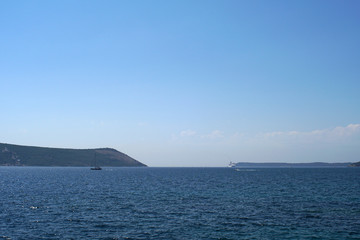 A bay in the distance of a sea