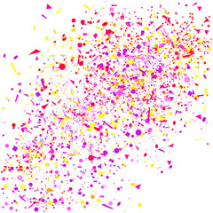 Explosion. Firework. Texture with random geometric elements on white. Geometric background with confetti. Pattern for design. Print for banners, posters, t-shirts and textiles. Greeting cards