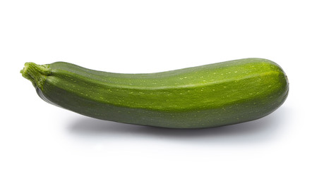 Fresh and ripe zucchini isolated on white background.