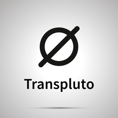 Transpluto astronomical sign, simple black icon with shadow on gray