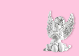 Little white guardian angel pink background