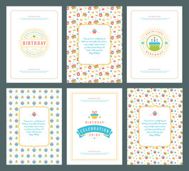 Fototapeta na wymiar Happy Birthday greeting cards typographic design set vector illustration.