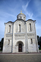 Dmitrievsky church in Vladimir town, Russia. Popular landmark. Color photo.