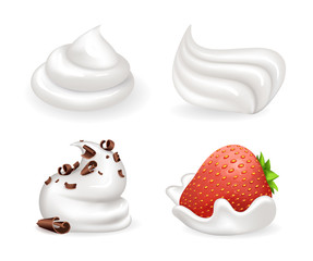 Freshly Whipped Cream Set Vector Illustration