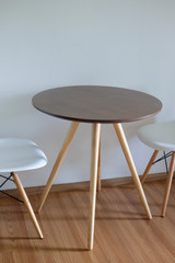 Wooden table and chair in living room