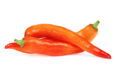 Orange chili pepper isolate on white background
