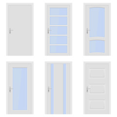 White doors. Interior designs with glass elements