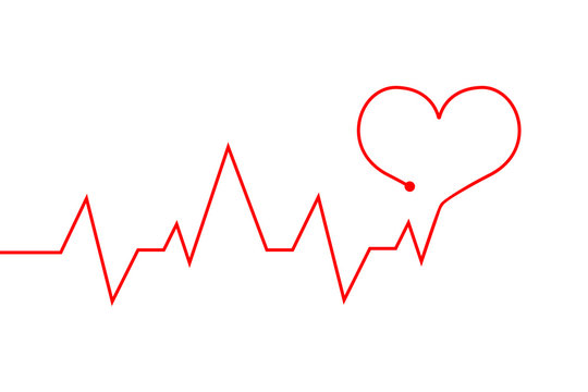 Heartbeat line. Red cardiogram as symbol of life
